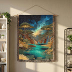 Eerie lake wall art woven blanket 