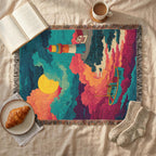 Surreal Lighthouse Nightscape Abstract Woven Blanket - PoeticWovens