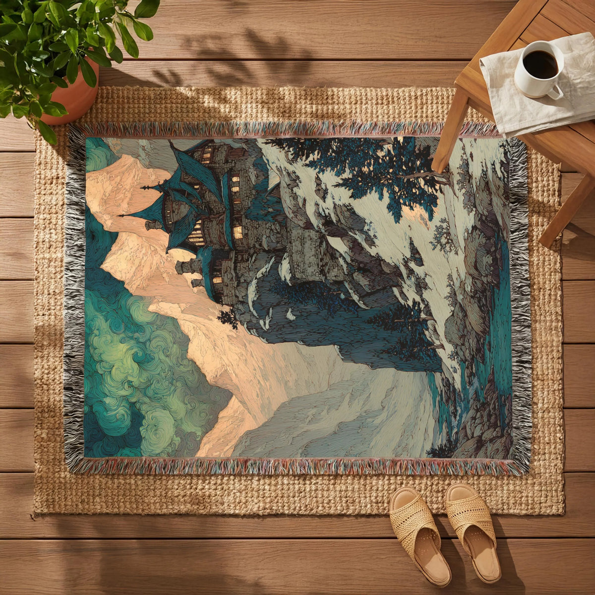 Abstract Mountain Landscape Fantasy Animated Woven Blanket - PoeticWovens