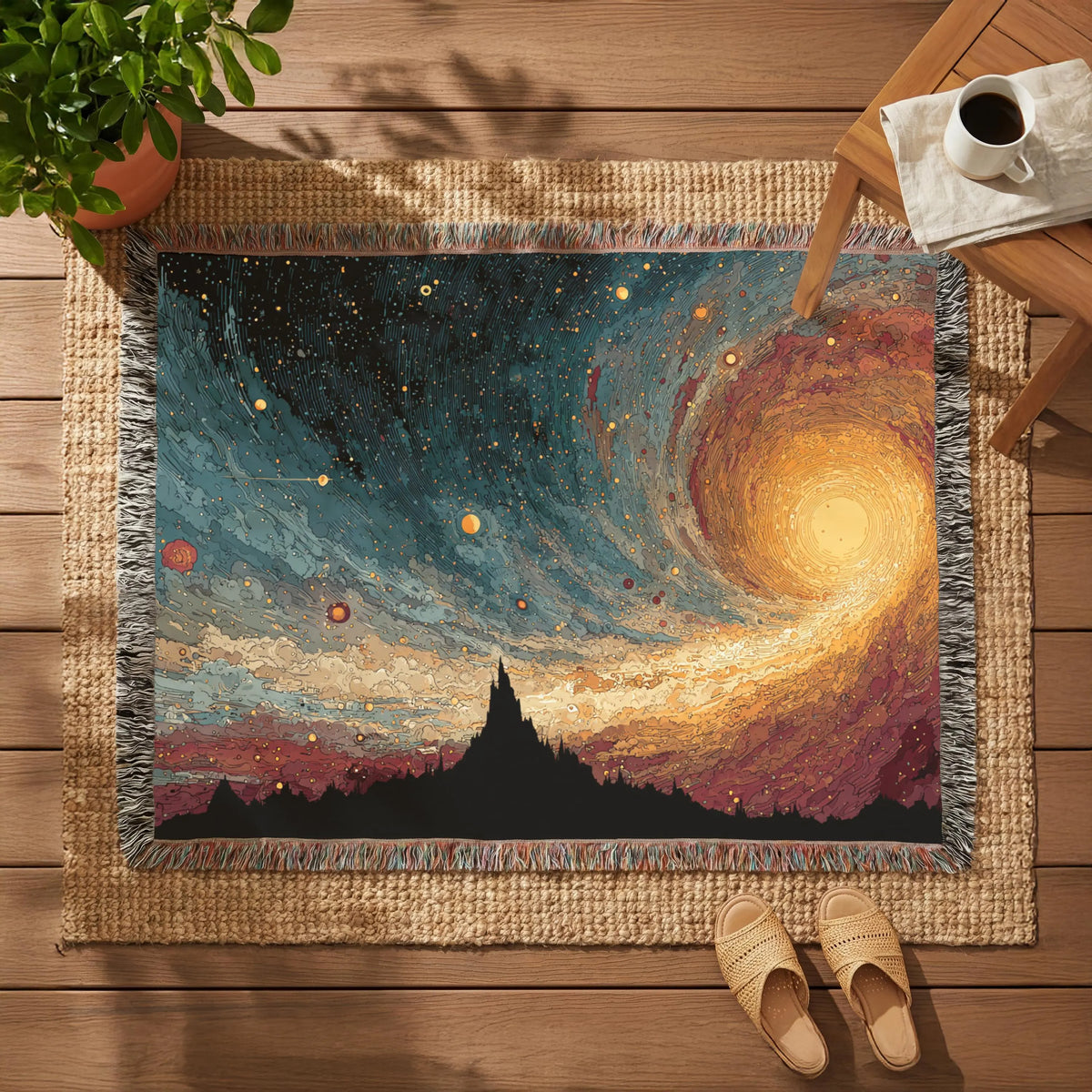 Night Sky Swirl Abstracto Woven Blanket - PoeticWovens