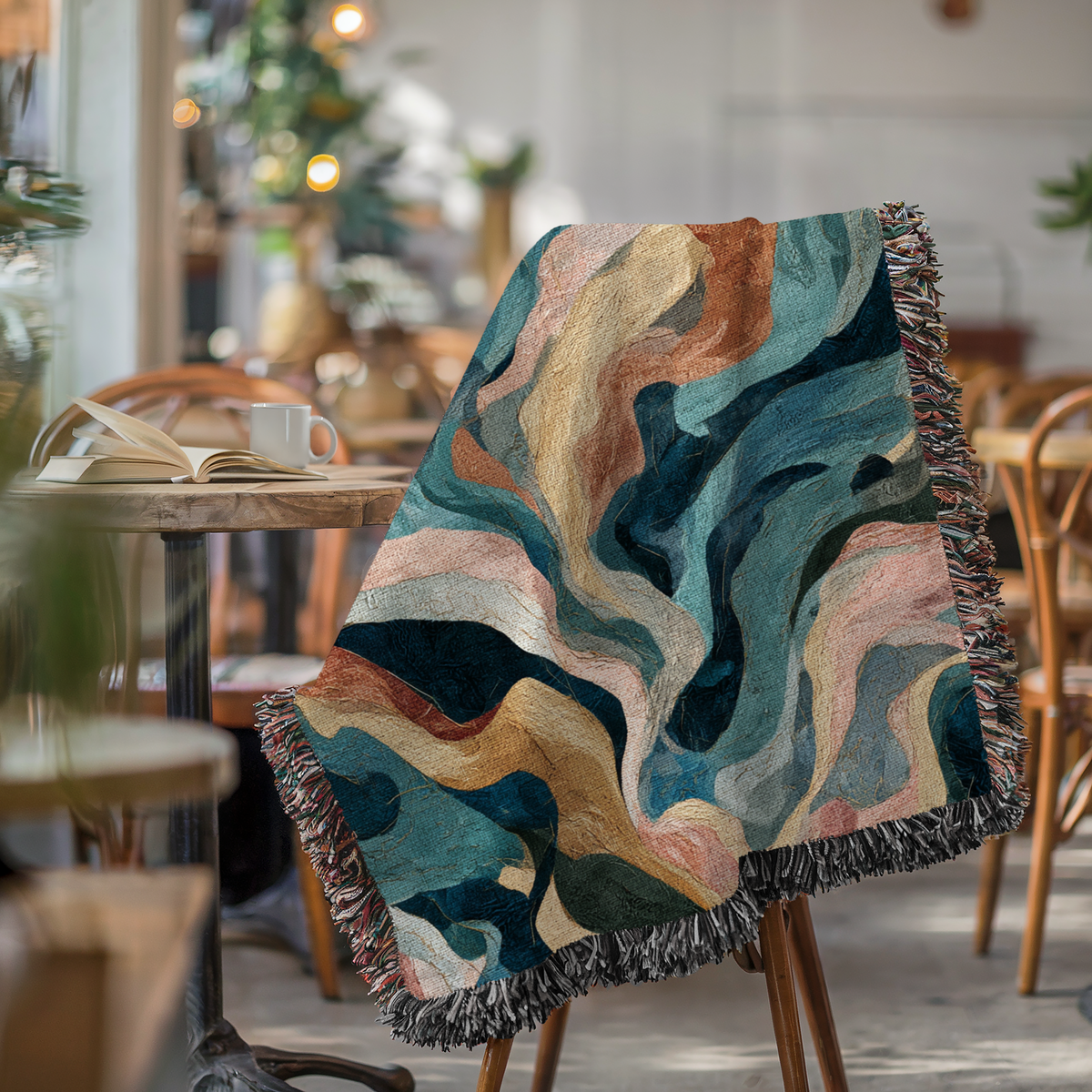 Abstract Marble Swirl Woven Blanket - PoeticWovens