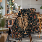 Medieval Sword Floral Background Woven Blanket - PoeticWovens