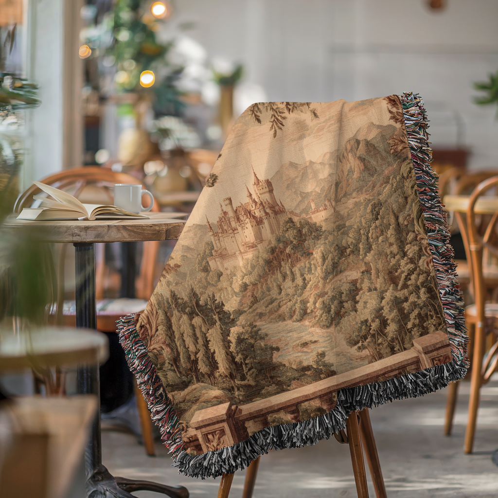 Vintage Mountain Landscape Woven Blanket - PoeticWovens